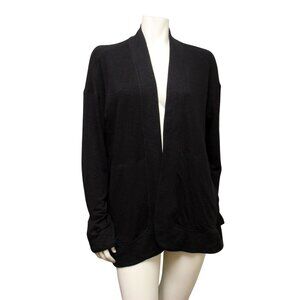 NWT Soma Black Cotton Slub Wrap Cardigan Lightweight Open Front One Size